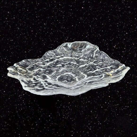 SHIRALEAH Beaux Arts Glass Clear Textured Bowl Dish Centerpiece W Sticker Turkey - Picture 11 of 14